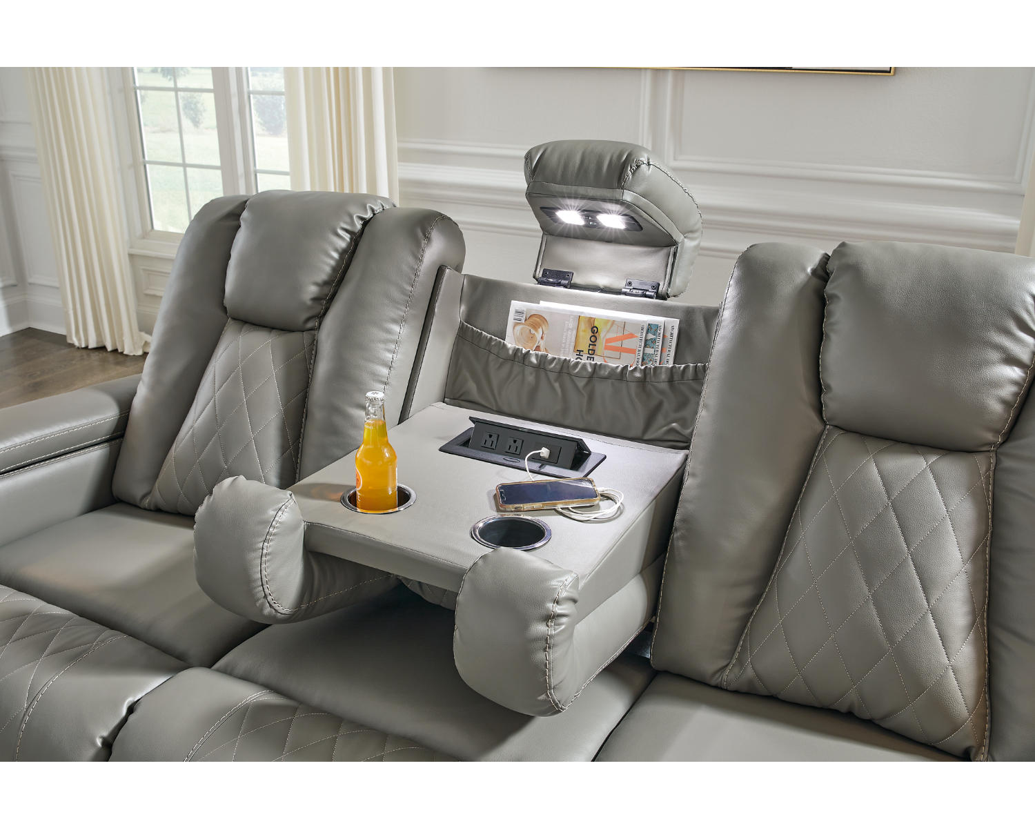 Mancin Reclining Sofa with Drop Down Table