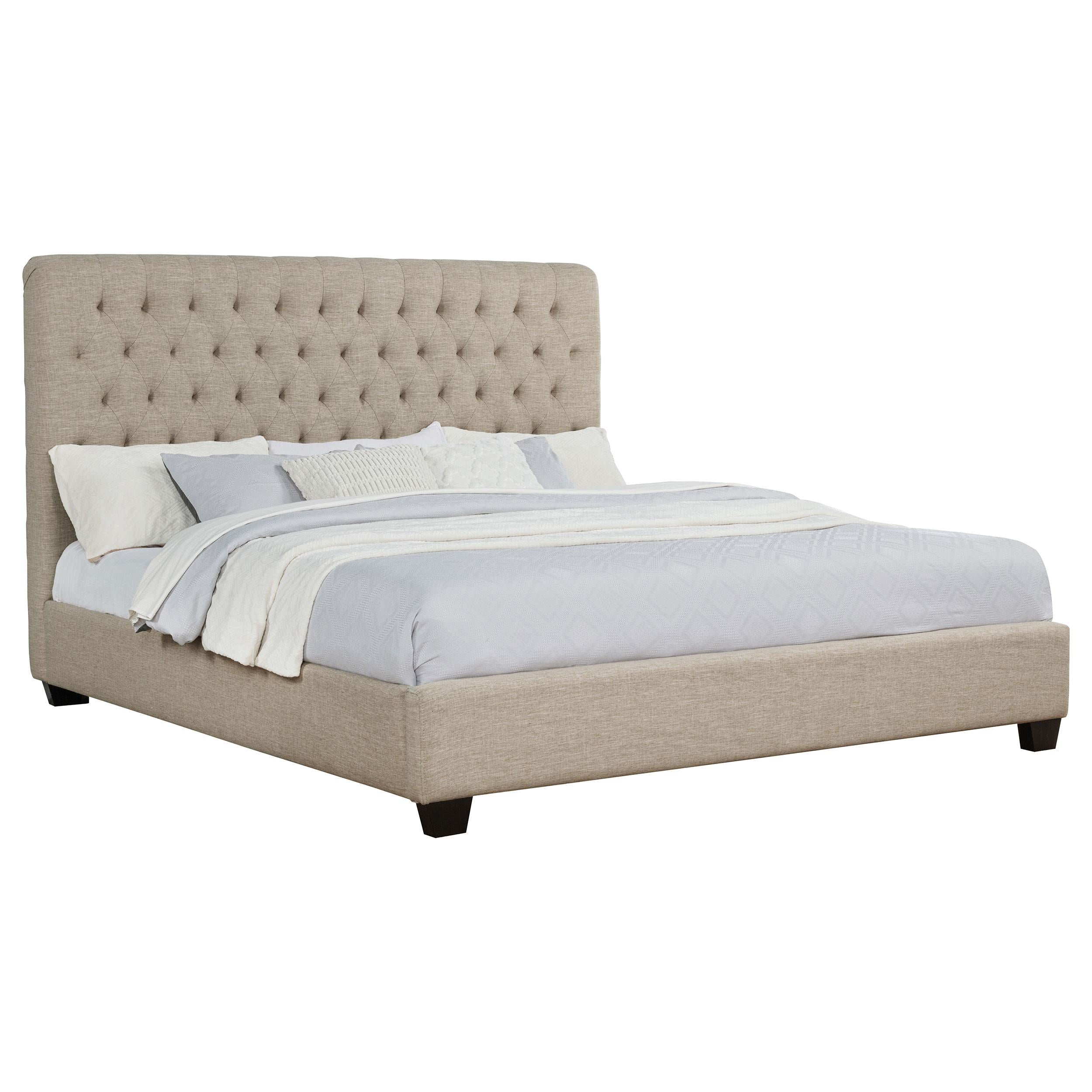 Chloe Upholstered Eastern King Panel Bed Oatmeal