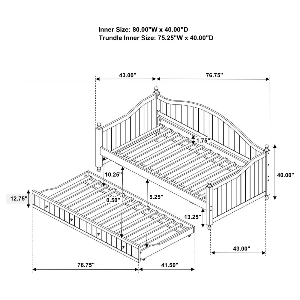 Julie Ann Wood - Sofá cama individual con cama nido, color blanco