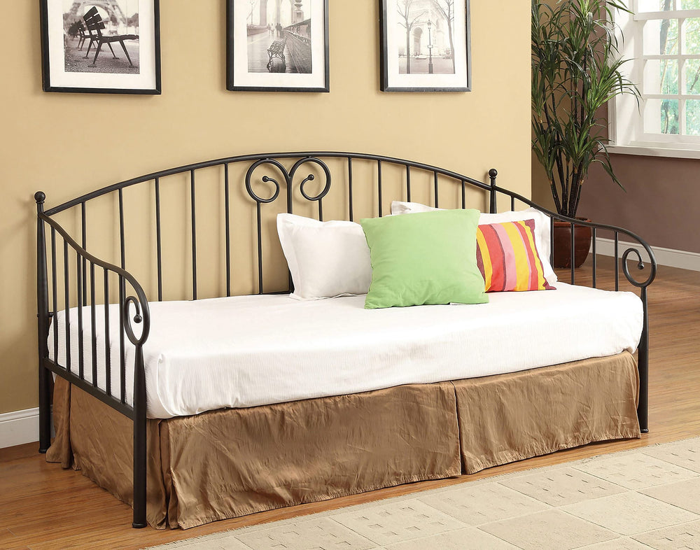 Sofá cama individual de metal Grover, color negro