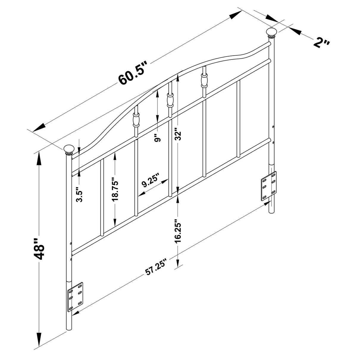 Loane Metal Queen or Full Open Frame Headboard White