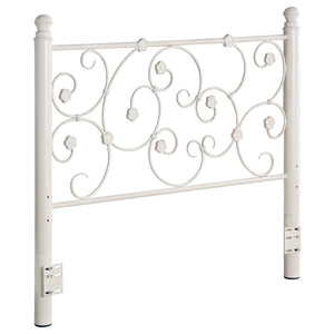 Cabecera Chelsea de metal tamaño queen o full open frame blanca
