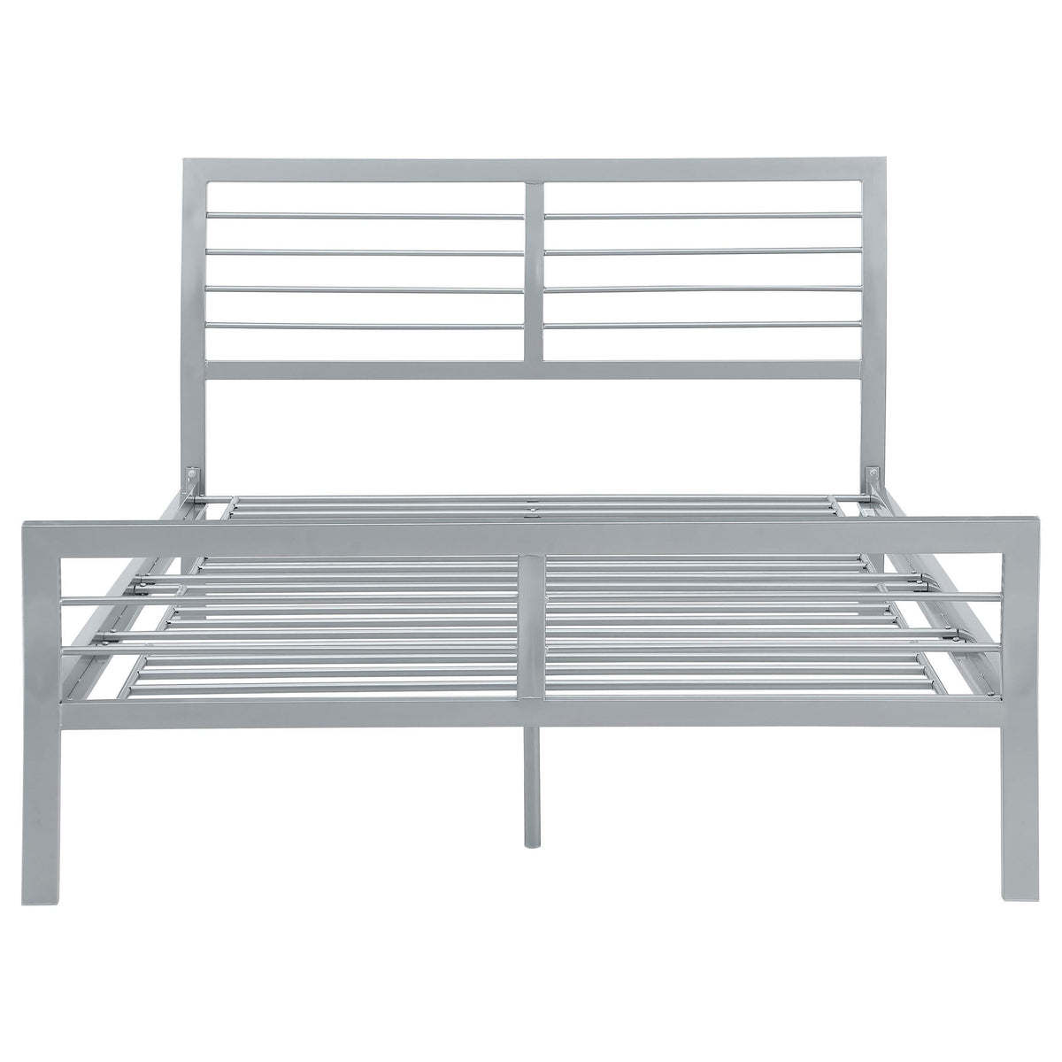 Cama Cooper de metal con marco abierto completo, color plata