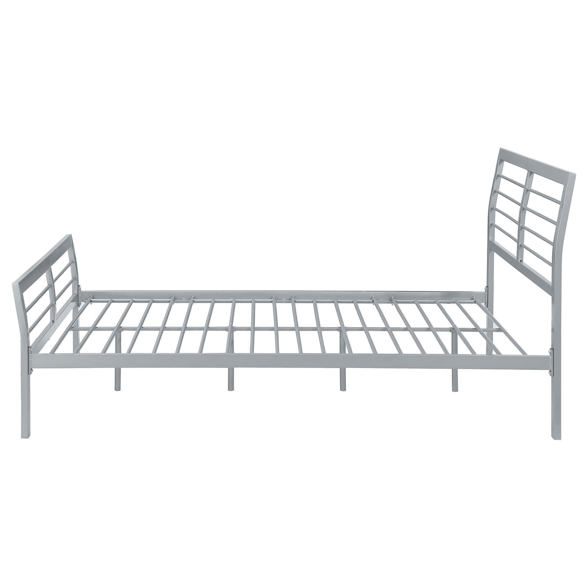 Cama Cooper de metal con marco abierto completo, color plata