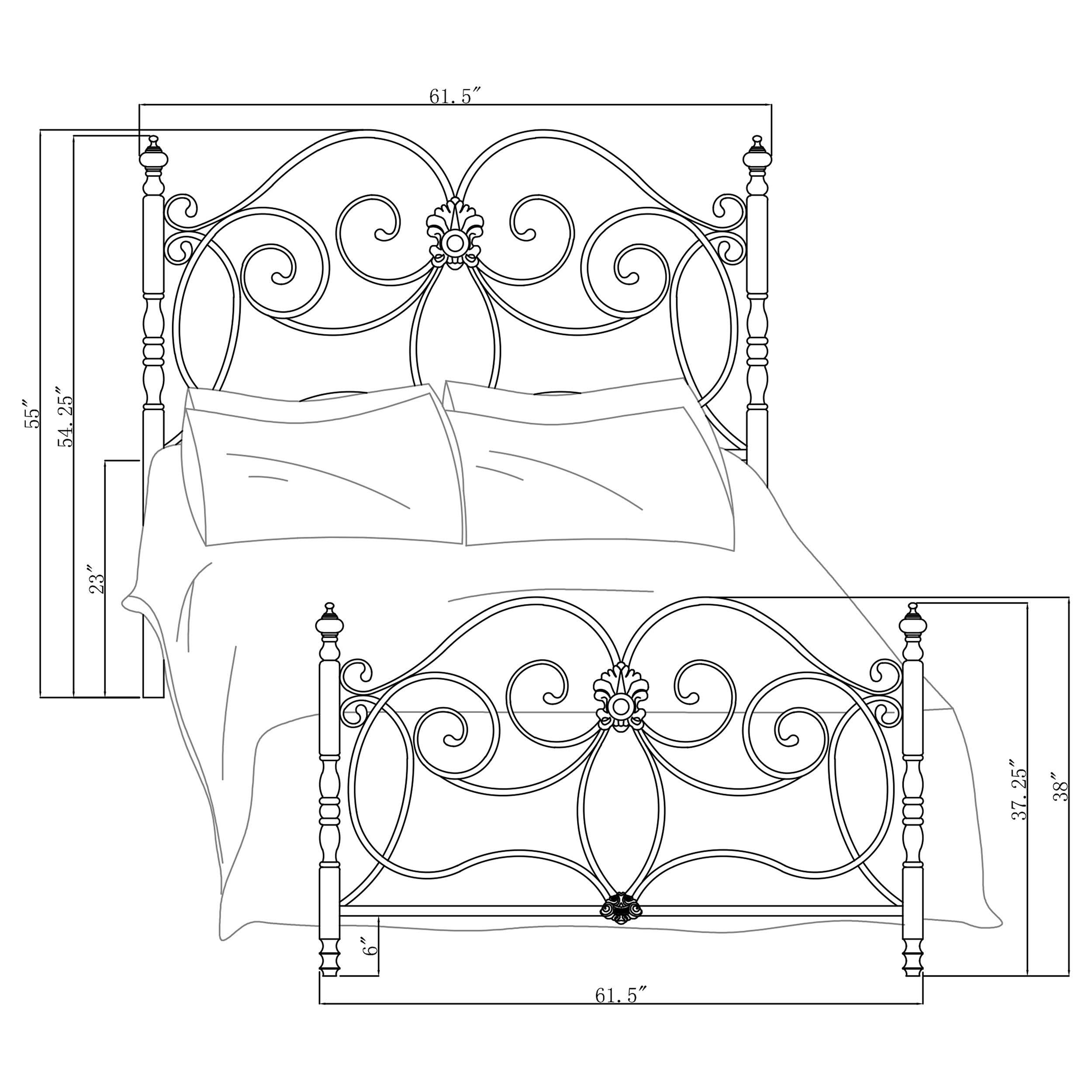 Cama Queen de metal con marco abierto London, color bronce oscuro