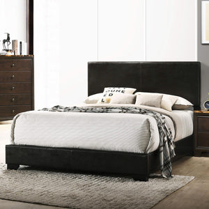 Cama Queen tapizada Conner con paneles en color negro