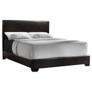 Conner Upholstered Eastern King Panel Bed Dark Brown