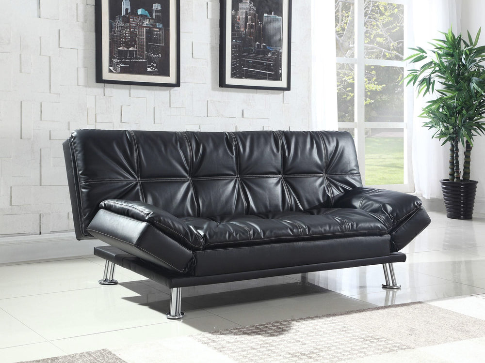 Sofá cama convertible capitoné tapizado Dilleston negro