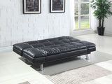 Sofá cama convertible capitoné tapizado Dilleston negro