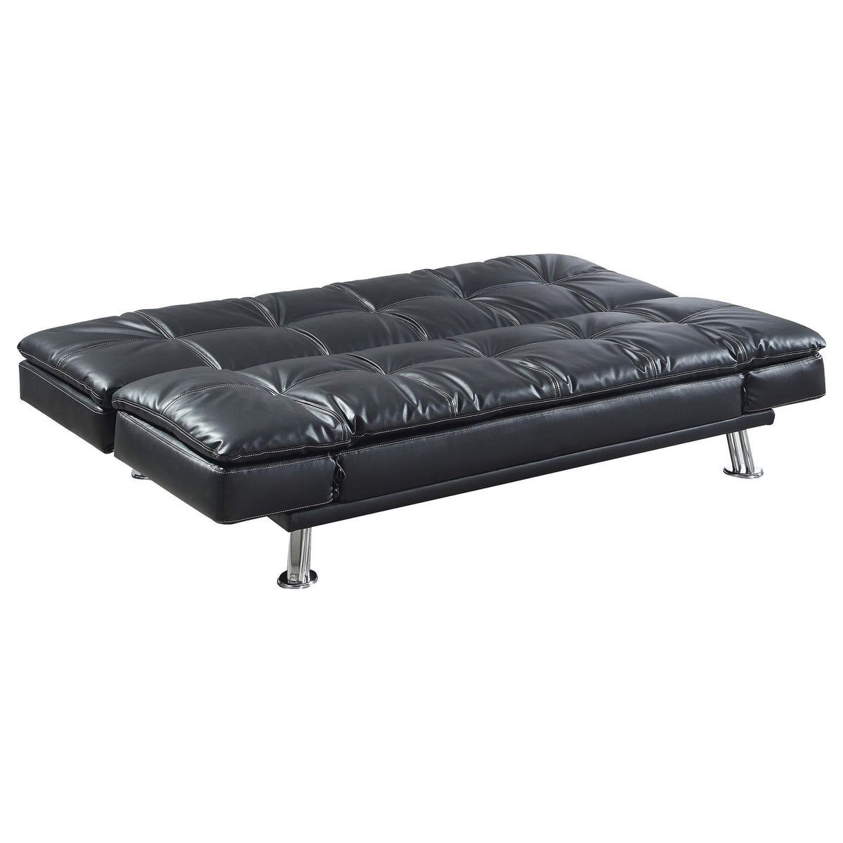 Sofá cama convertible capitoné tapizado Dilleston negro
