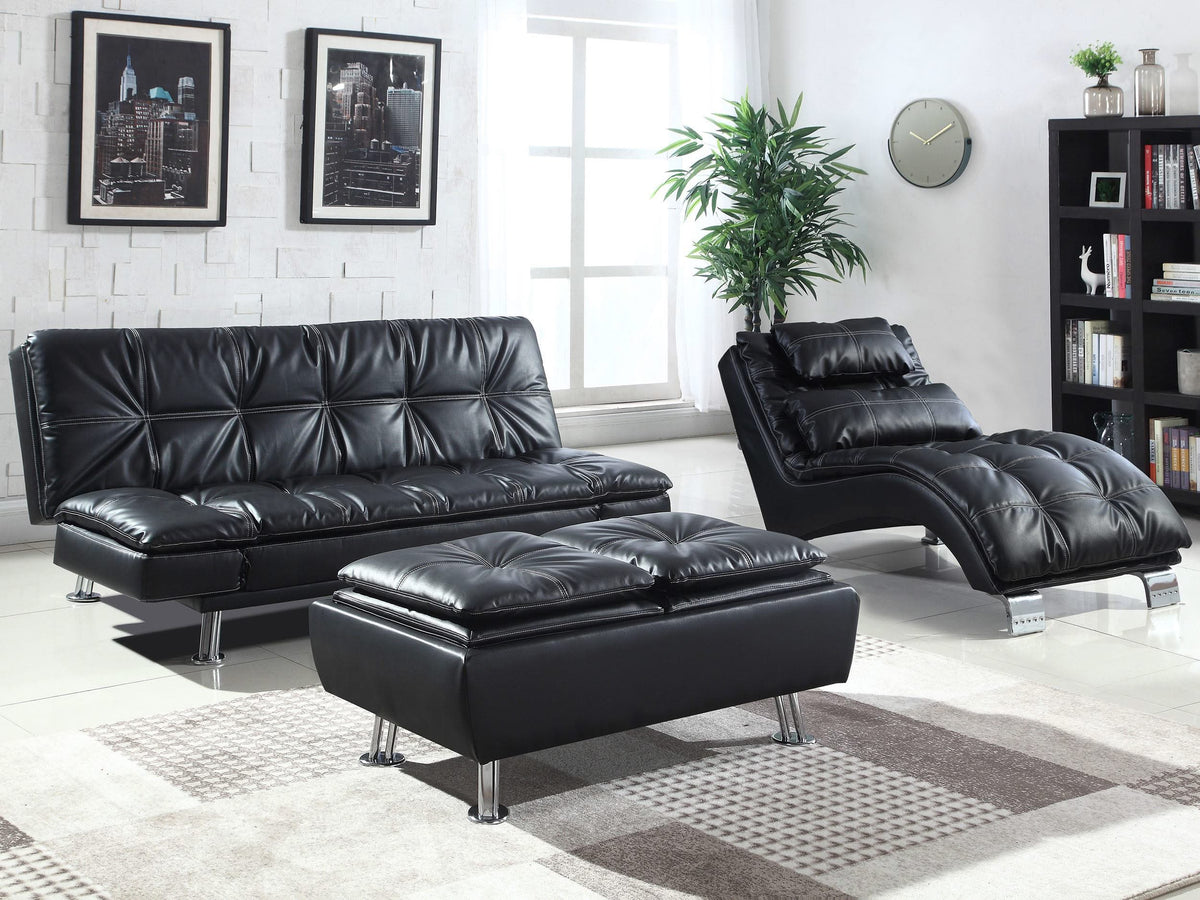 Sofá cama convertible capitoné tapizado Dilleston negro