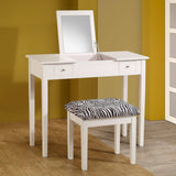 Tocador Seline con espejo desplegable y taburete blanco