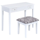 Tocador Seline con espejo desplegable y taburete blanco