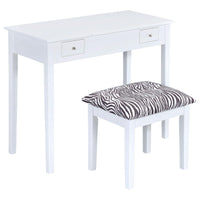 Tocador Seline con espejo desplegable y taburete blanco