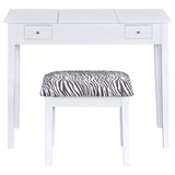 Tocador Seline con espejo desplegable y taburete blanco