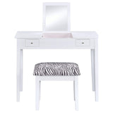 Tocador Seline con espejo desplegable y taburete blanco