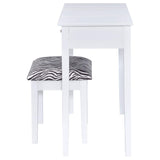 Tocador Seline con espejo desplegable y taburete blanco