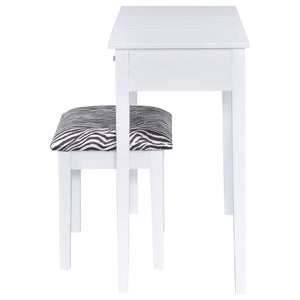 Tocador Seline con espejo desplegable y taburete blanco