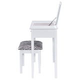 Tocador Seline con espejo desplegable y taburete blanco