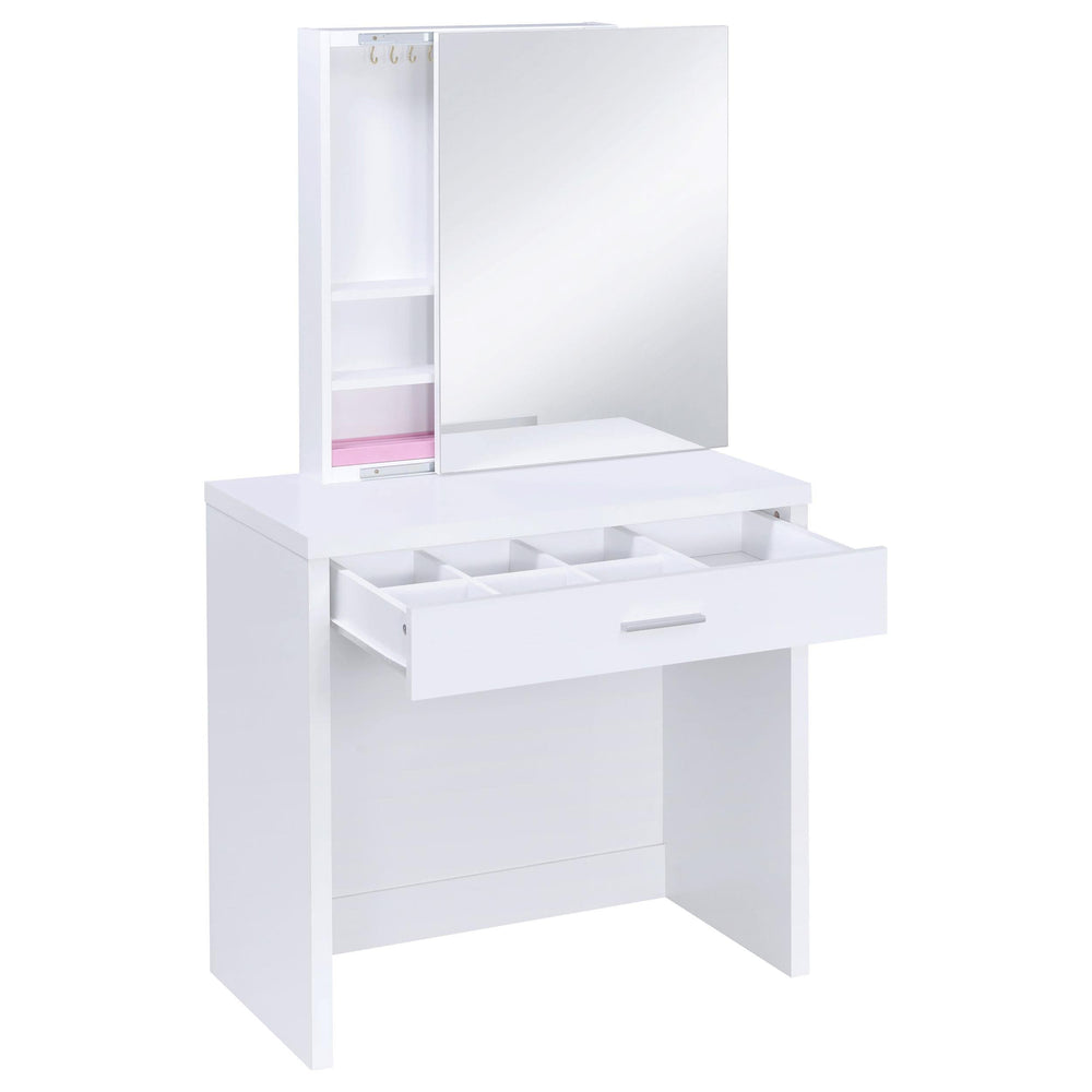 Tocador Harvey con taburete elevable blanco