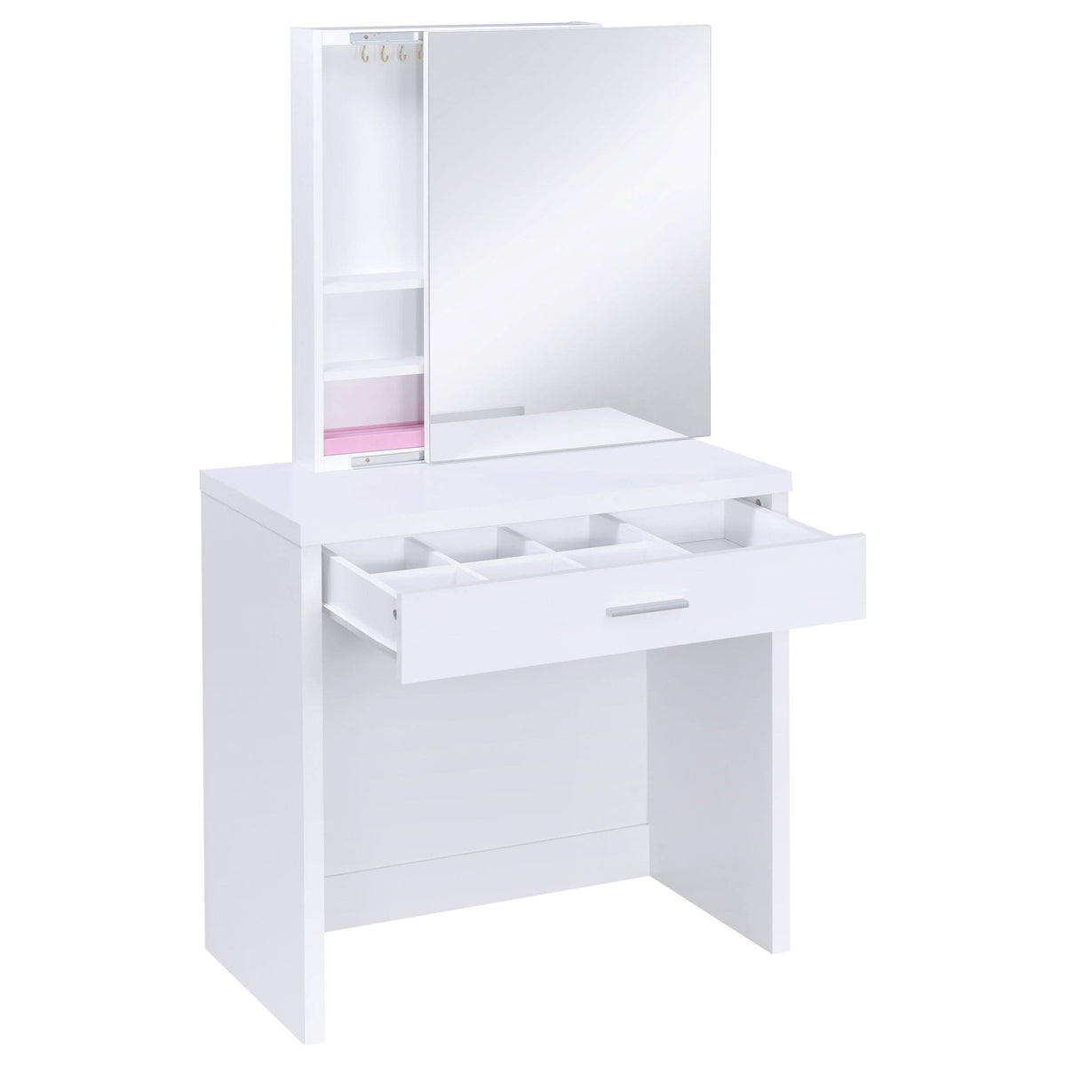 Tocador Harvey con taburete elevable blanco