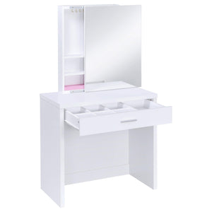 Tocador Harvey con taburete elevable blanco