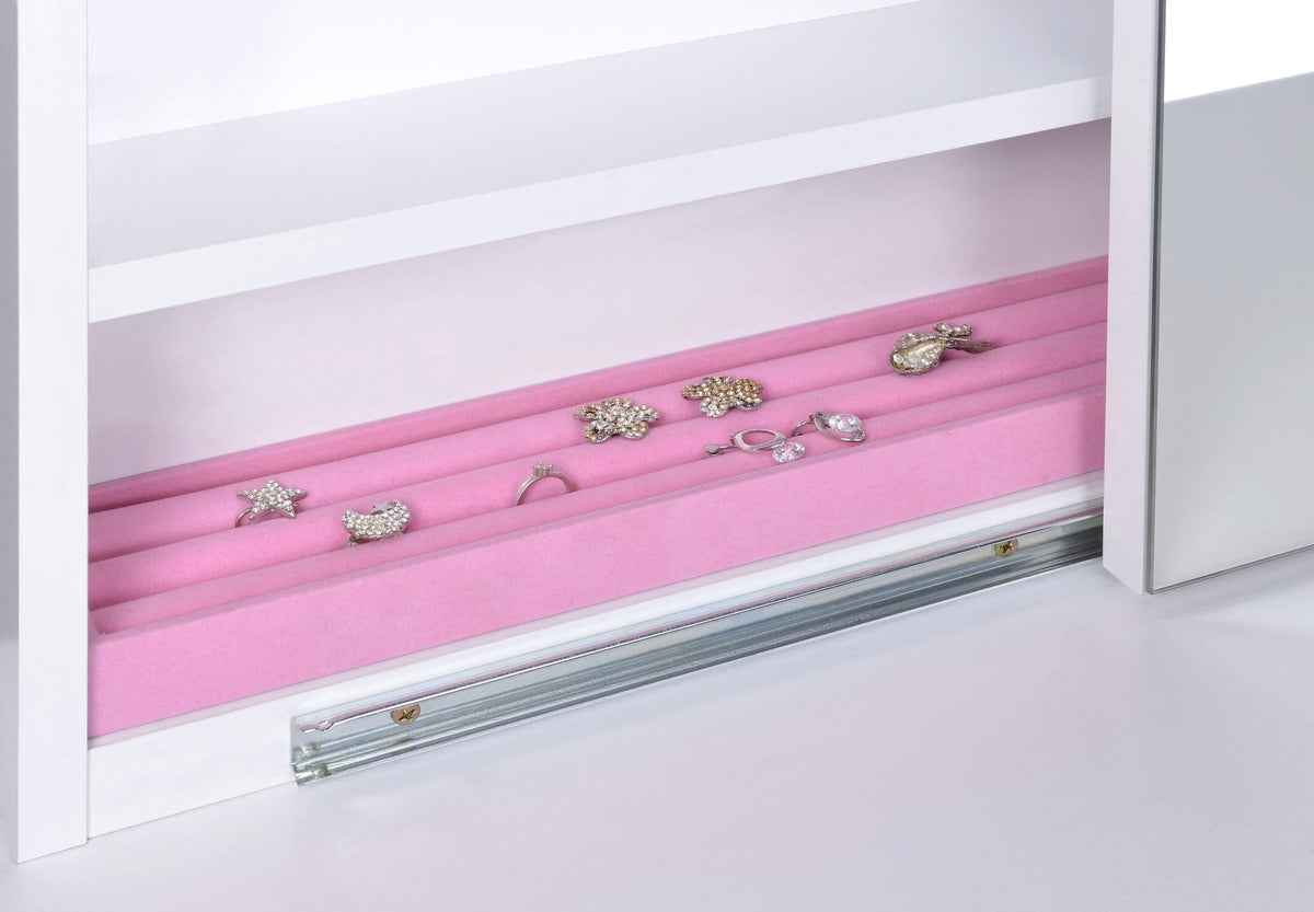 Tocador Harvey con taburete elevable blanco