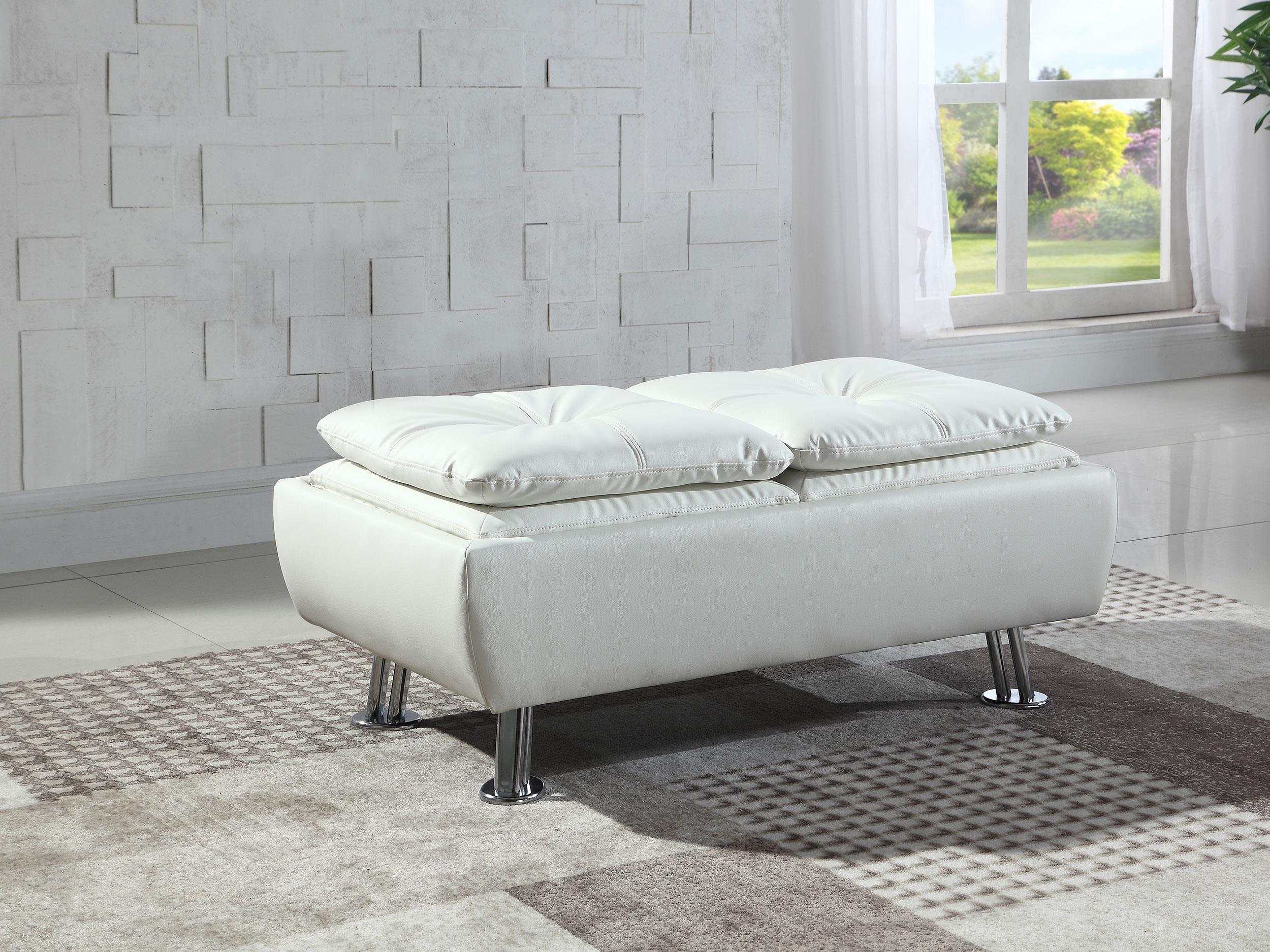 Dilleston Rectangular Upholstered Tufted Storage Ottoman White