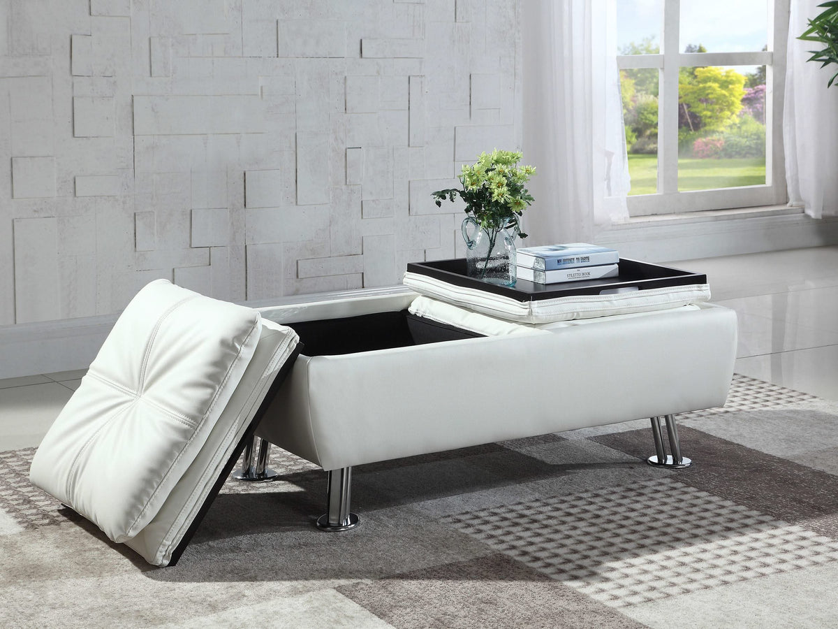 Dilleston Rectangular Upholstered Tufted Storage Ottoman White