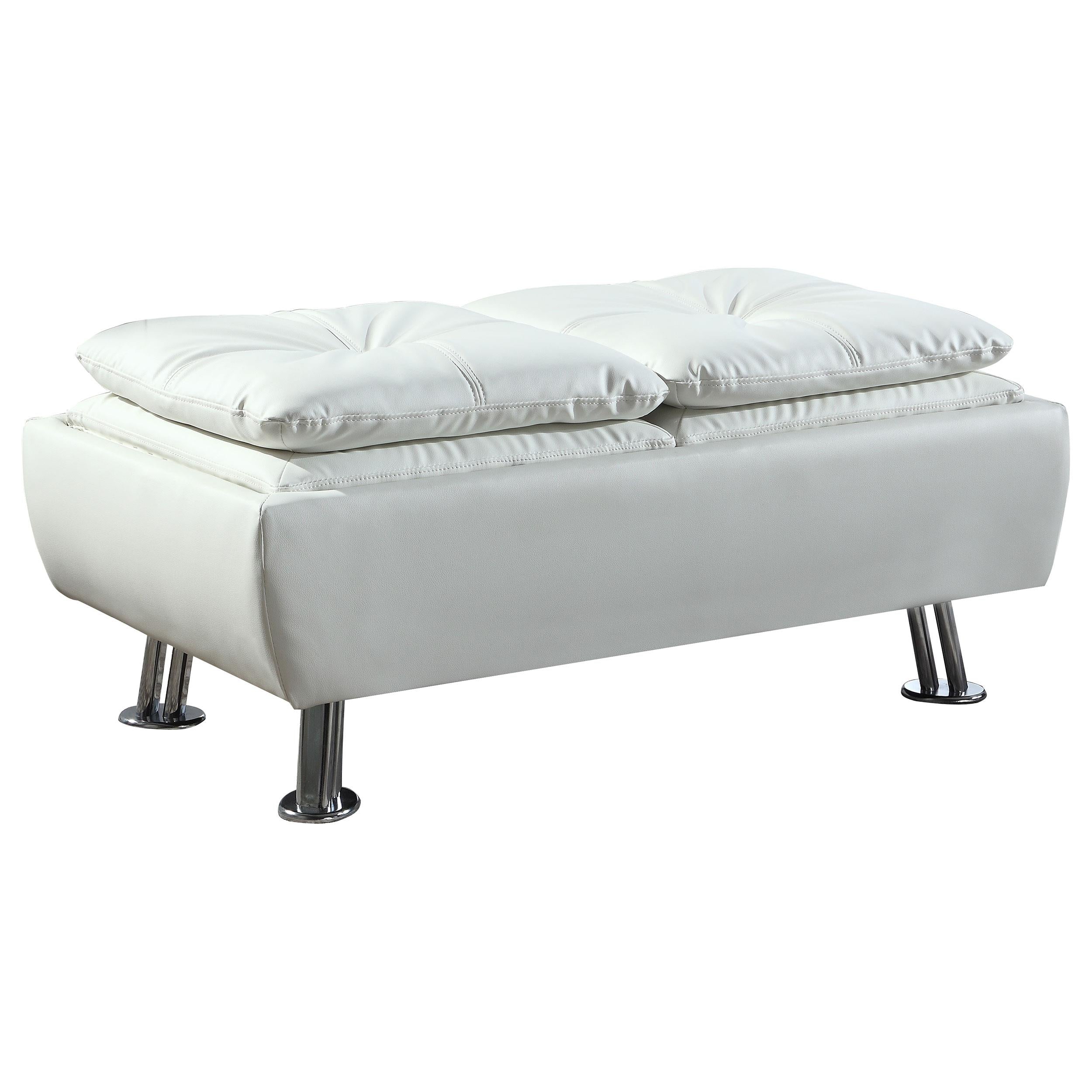Dilleston Rectangular Upholstered Tufted Storage Ottoman White
