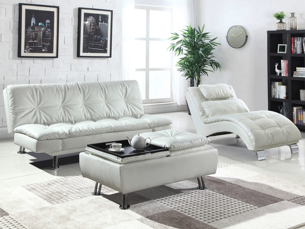 Dilleston Rectangular Upholstered Tufted Storage Ottoman White