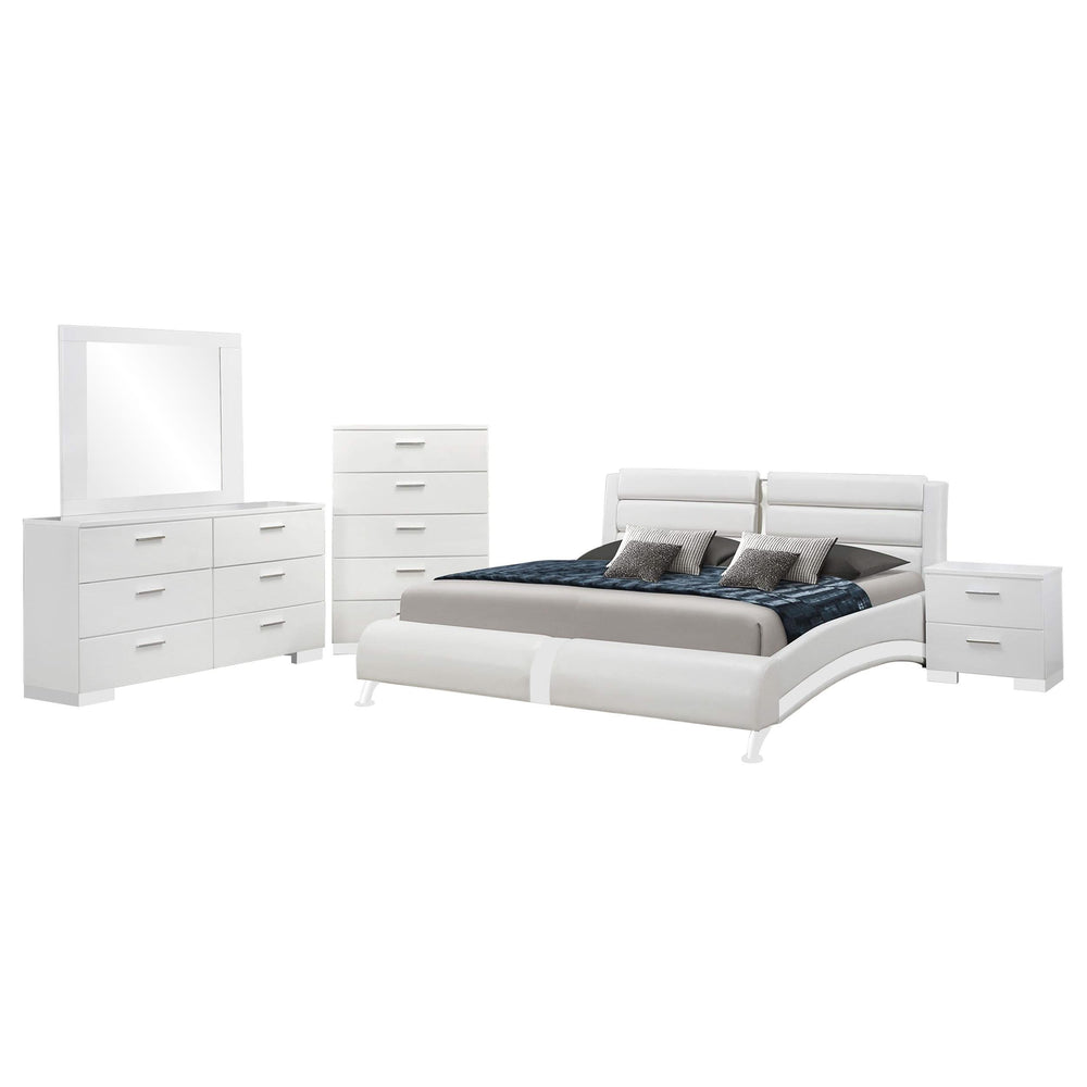 Juego de dormitorio Jeremaine de 5 piezas Eastern King, blanco