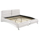 Cama tipo trineo Jeremaine tapizada estilo oriental, tamaño king, color blanco