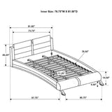 Cama tipo trineo Jeremaine tapizada estilo oriental, tamaño king, color blanco