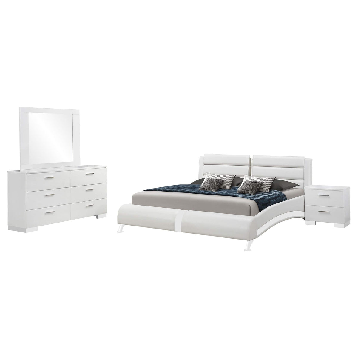 Juego de dormitorio Jeremaine California King de 4 piezas, blanco