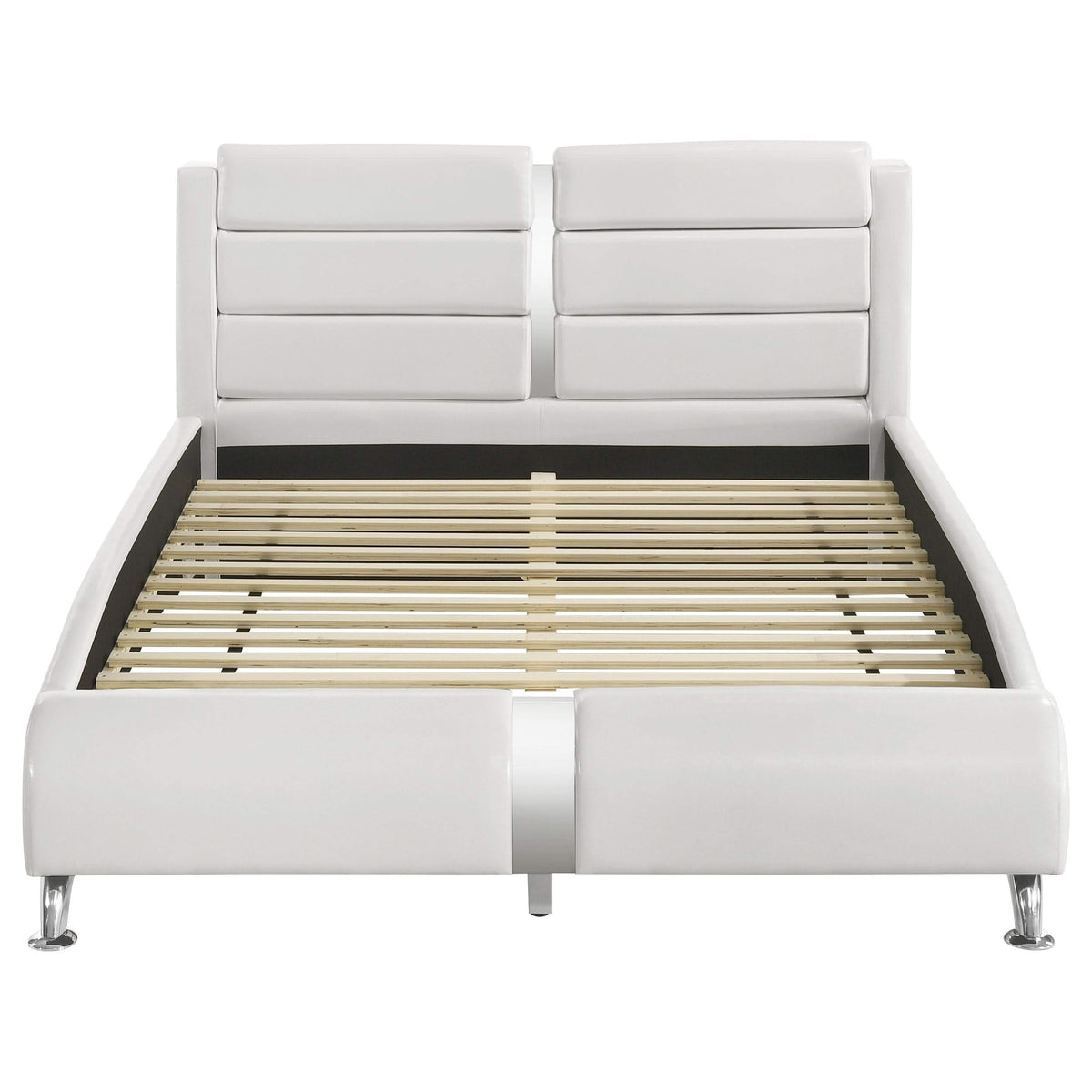 Cama de trineo Queen tapizada Jeremaine blanca