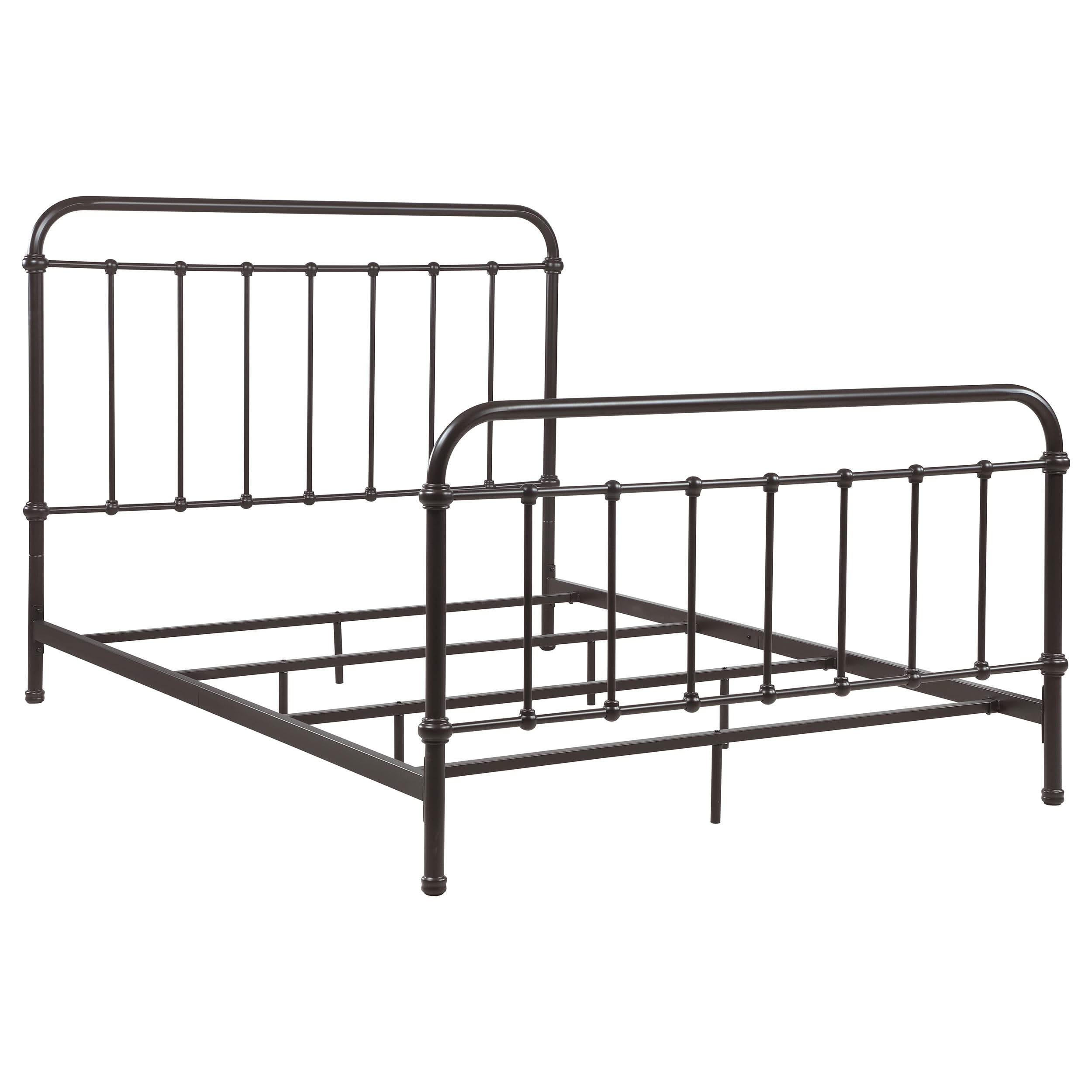 Cama California King de metal con marco abierto Livingston, color bronce oscuro