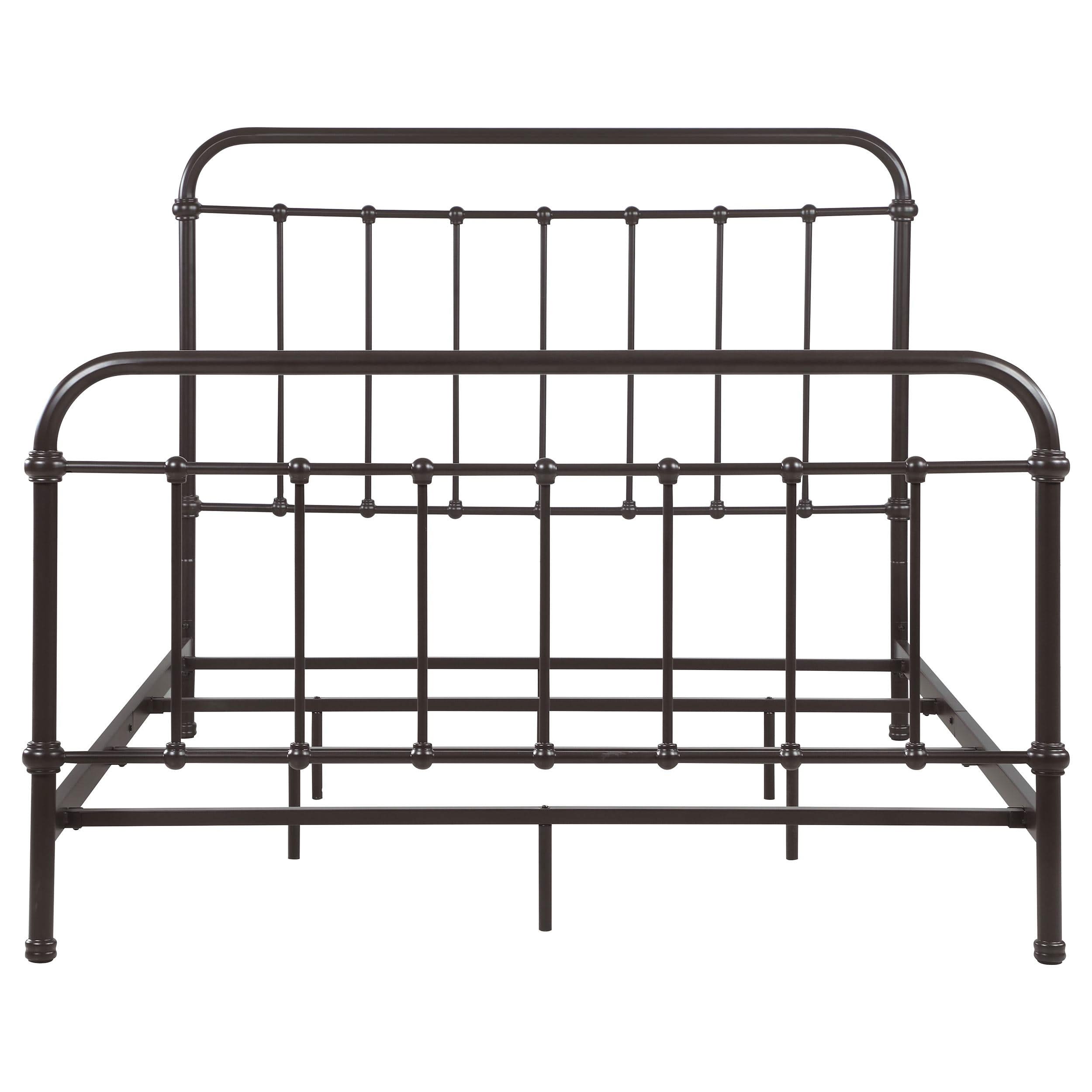 Cama California King de metal con marco abierto Livingston, color bronce oscuro
