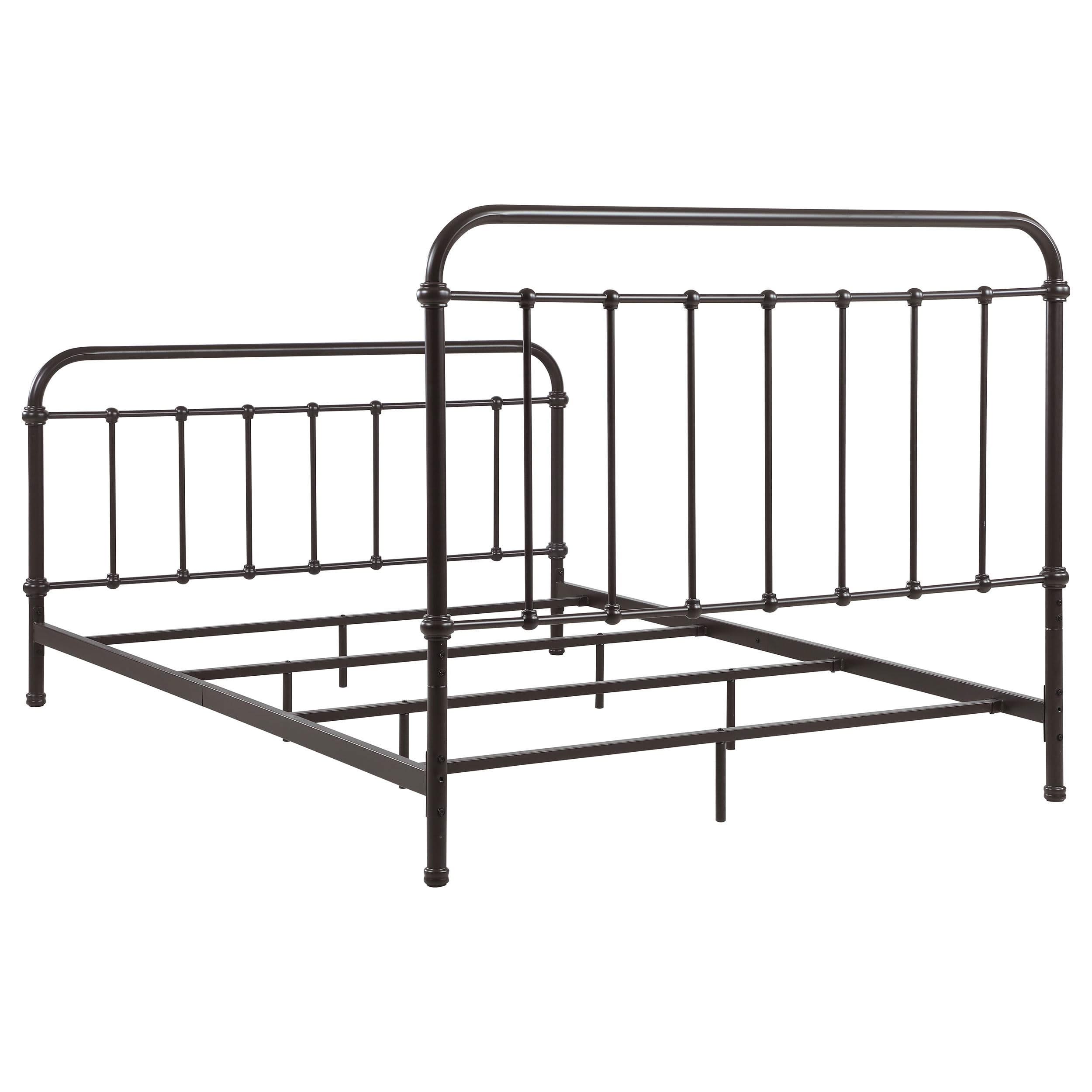 Cama California King de metal con marco abierto Livingston, color bronce oscuro