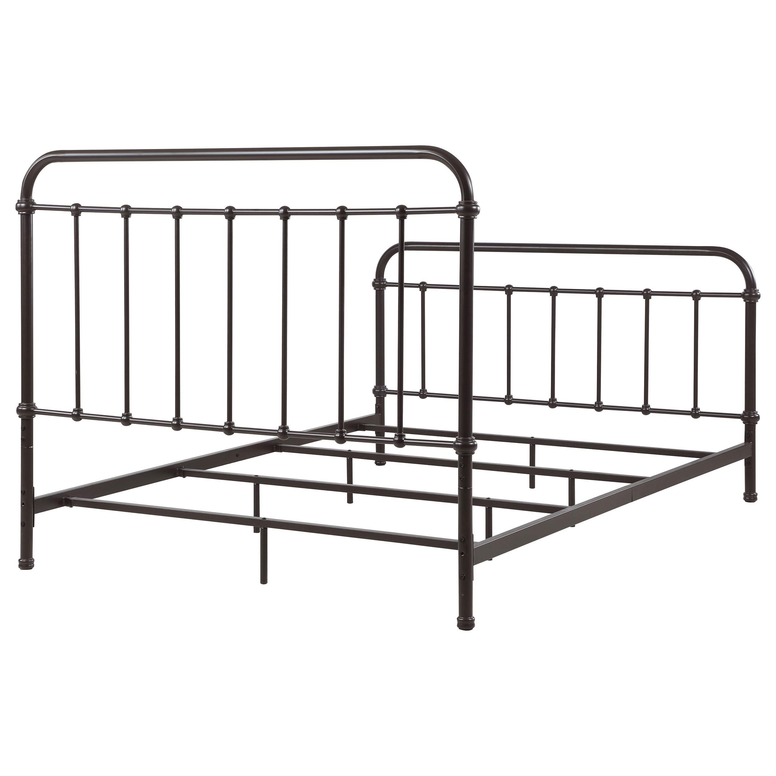 Cama California King de metal con marco abierto Livingston, color bronce oscuro