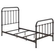 Cama individual de metal Livingston con estructura abierta en bronce oscuro