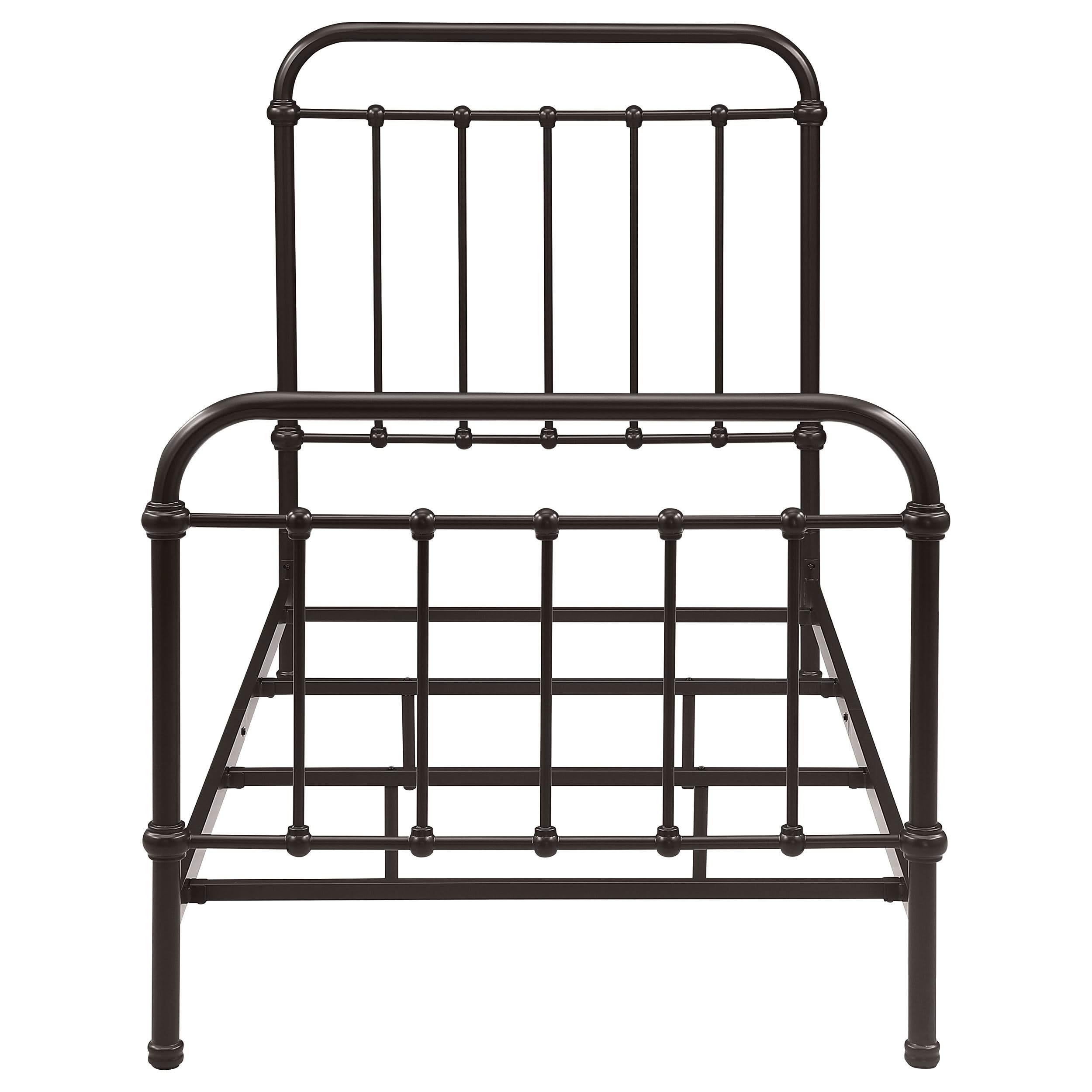 Cama individual de metal Livingston con estructura abierta en bronce oscuro