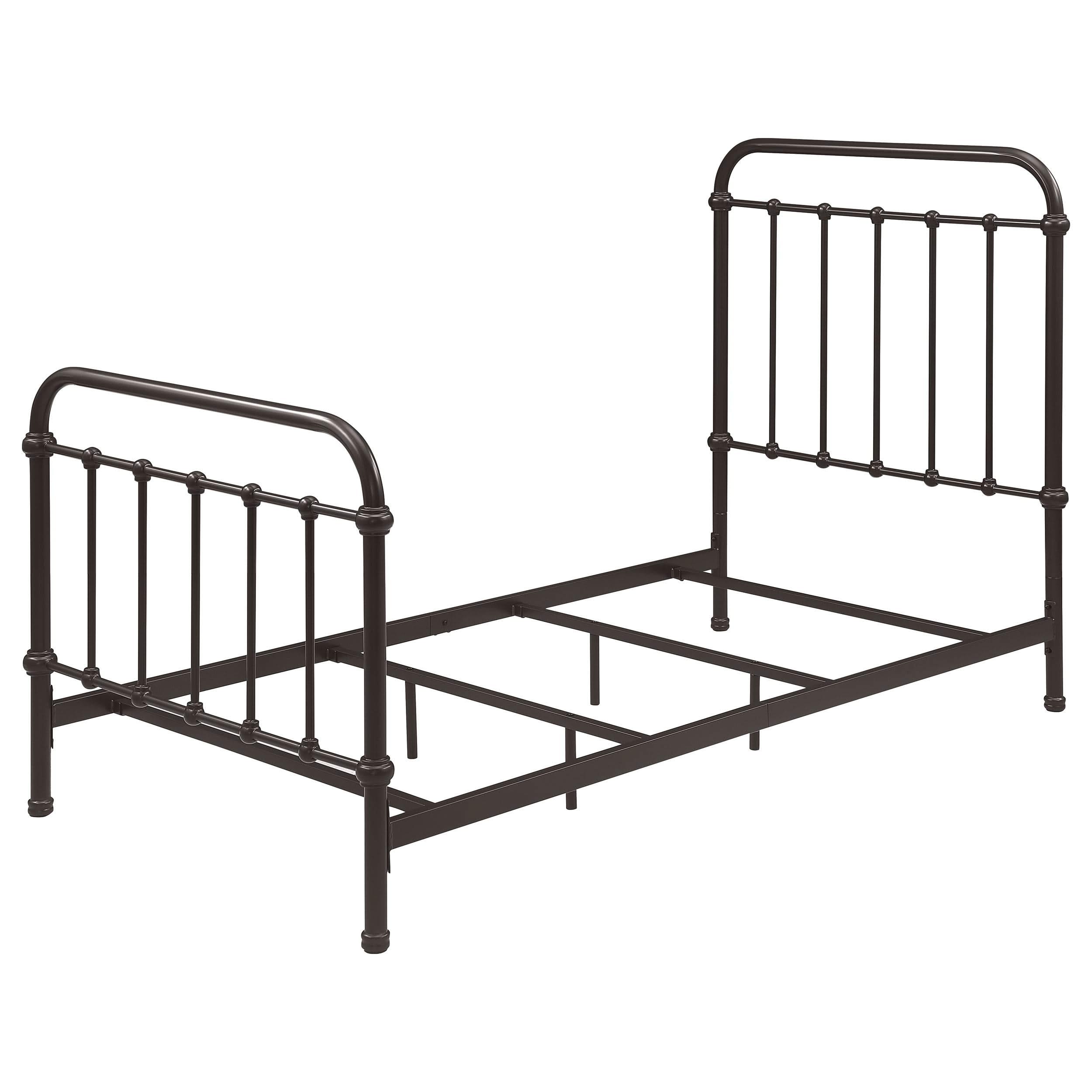 Cama individual de metal Livingston con estructura abierta en bronce oscuro