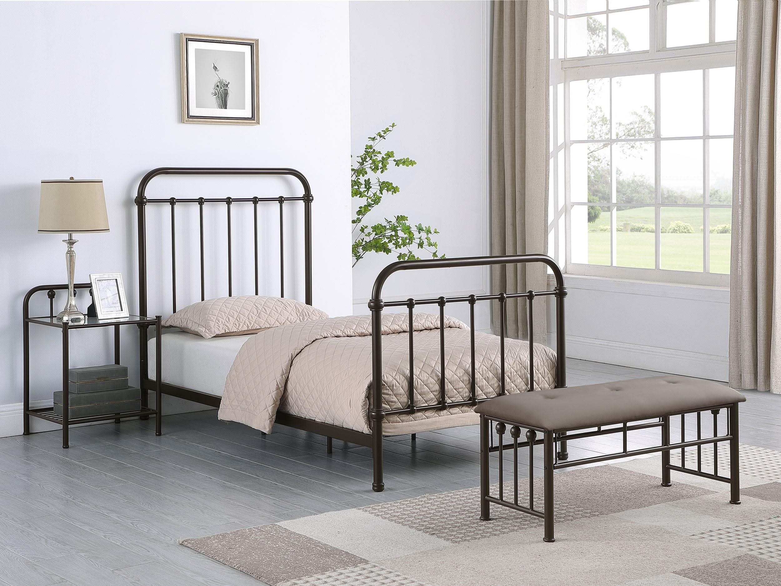 Cama individual de metal Livingston con estructura abierta en bronce oscuro