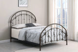 Cama Rowan de metal con marco abierto, color bronce oscuro