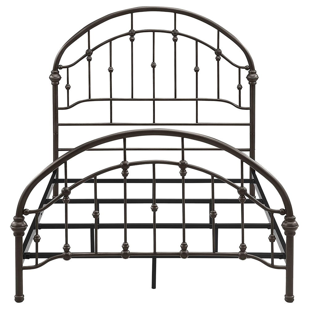 Cama Rowan de metal con marco abierto, color bronce oscuro