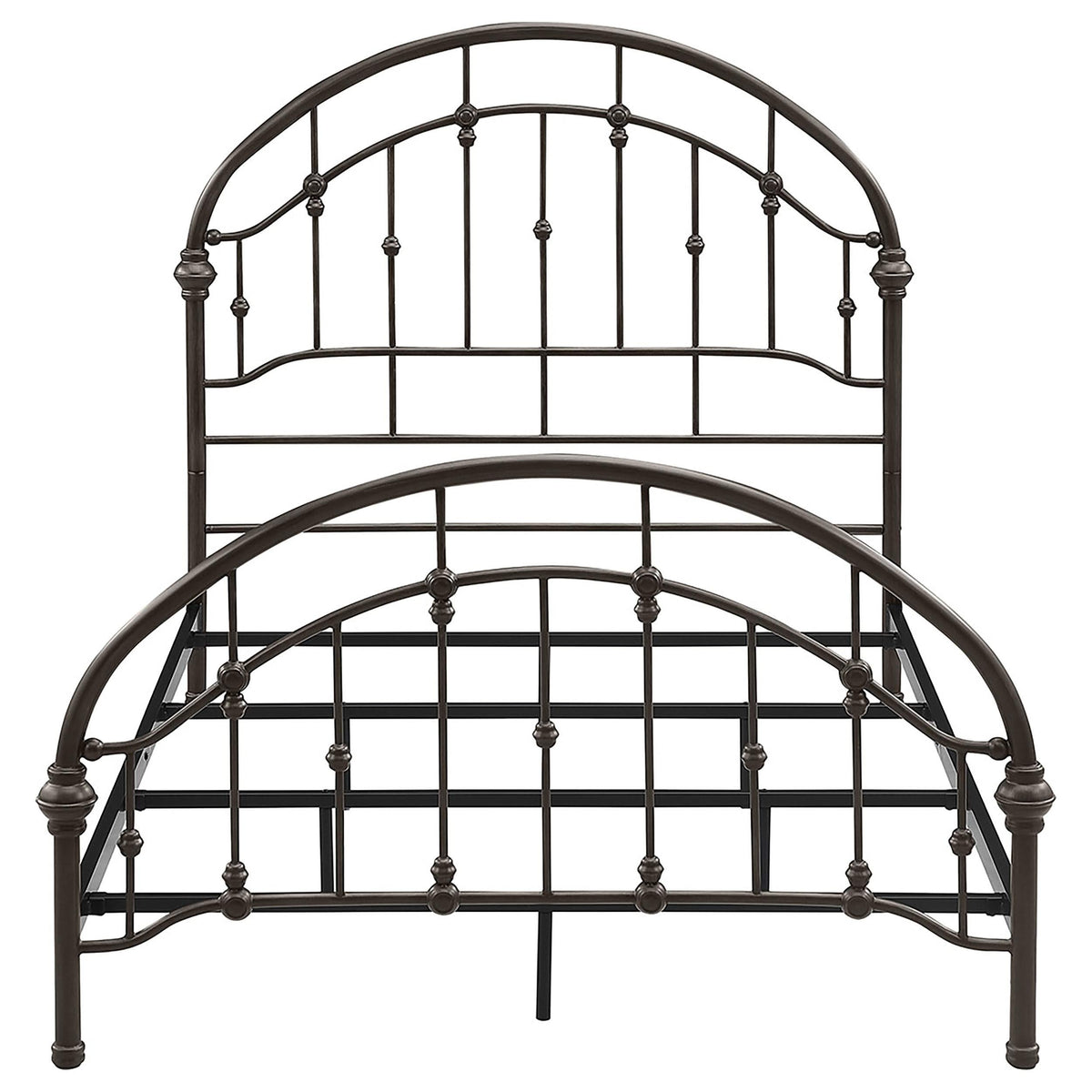 Cama Rowan de metal con marco abierto, color bronce oscuro