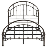 Cama Rowan de metal con marco abierto, color bronce oscuro