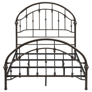 Cama Rowan de metal con marco abierto, color bronce oscuro