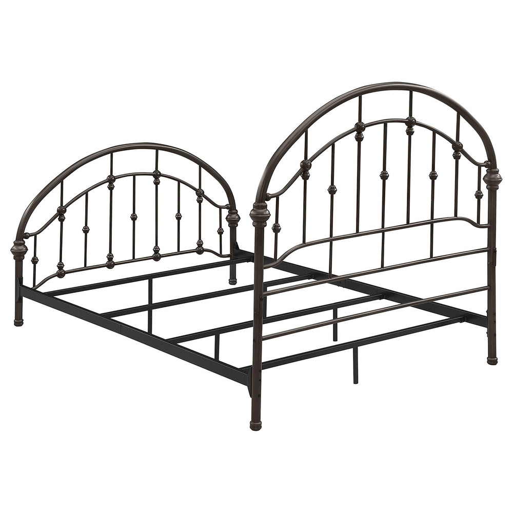 Cama Rowan de metal con marco abierto, color bronce oscuro